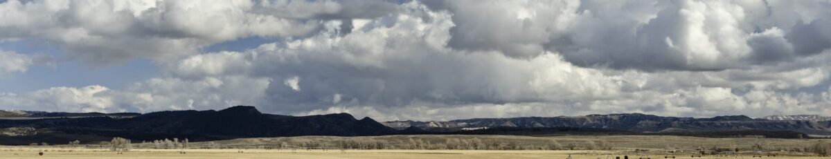 Panorama of the high plains desert, taken outside of Laramie, Wyoming.