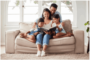 family reading together