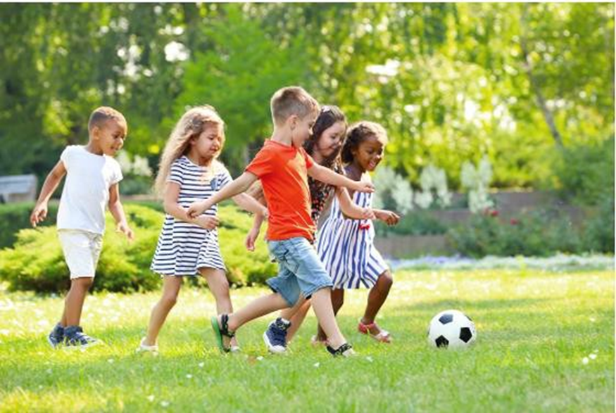 children playing ball in the field