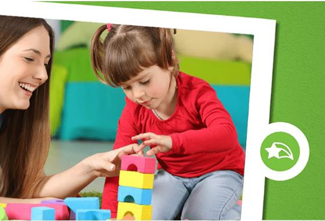 mom assisting daughter with building blocks
