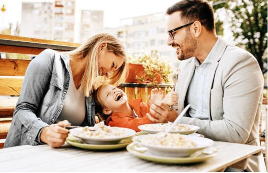 happy family on the dining table