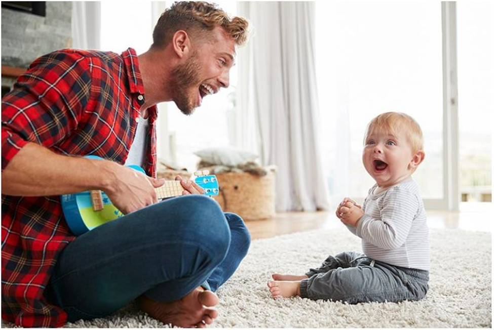 dad and child making goofy faces